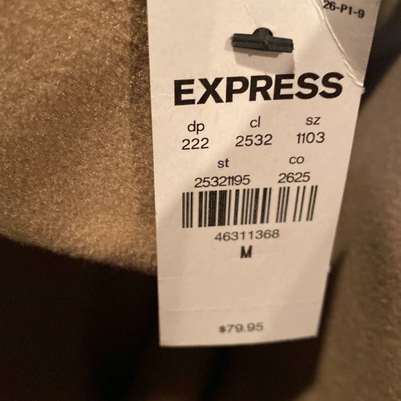 Express Men’s Toffee Brown Fleece Quarter Zip Jacket NWT - Picture 8 of 9